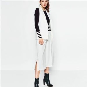 Zara white culottes with side slit